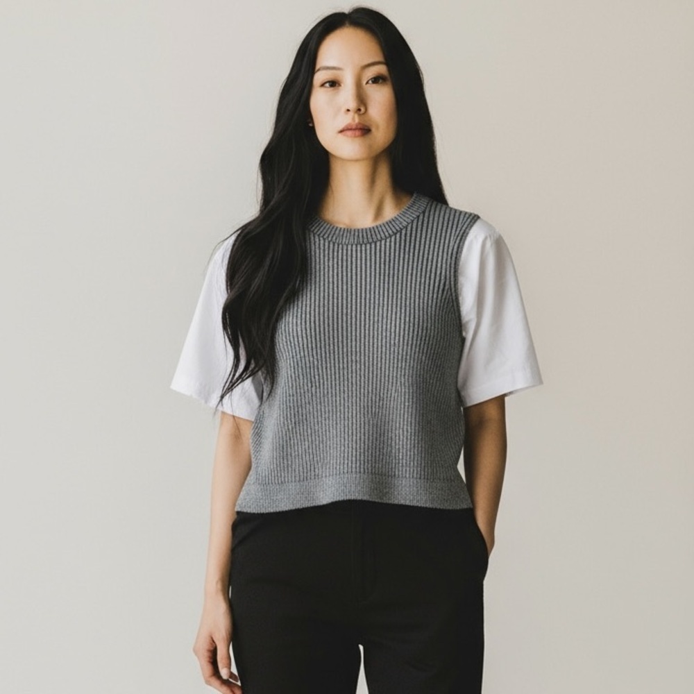 COS Ribbed Two Tone Sweater T-shirt